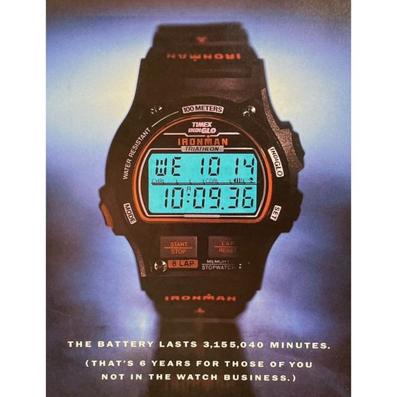 Timex Watch Print Ad Vintage 1994 Indiglo Ironman Takes a Licking Keeps Ticking - Picture 6 of 6